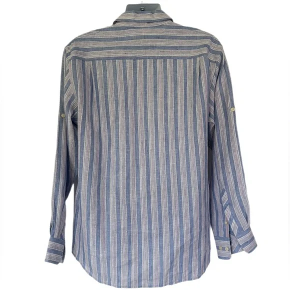 NWT Tommy Bahama BELIZE ME STRIPE Long Sleeve Linen Shirt  – Size Medium - Picture 3 of 11